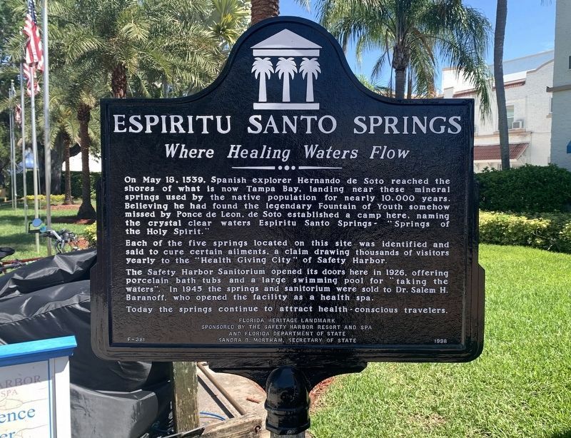Espiritu Santo Springs Marker after restoration. image. Click for full size.