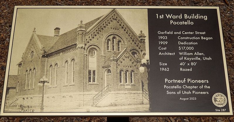 1st Ward Building Pocatello Marker image. Click for full size.