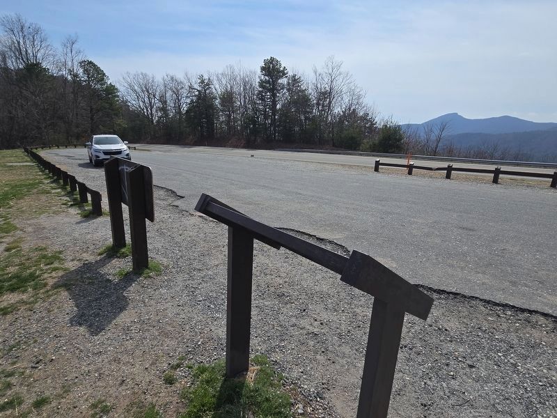 Brown Mountain Overlook Marker. South entrance from NC Hwy 181 to parking area in the background image. Click for full size.