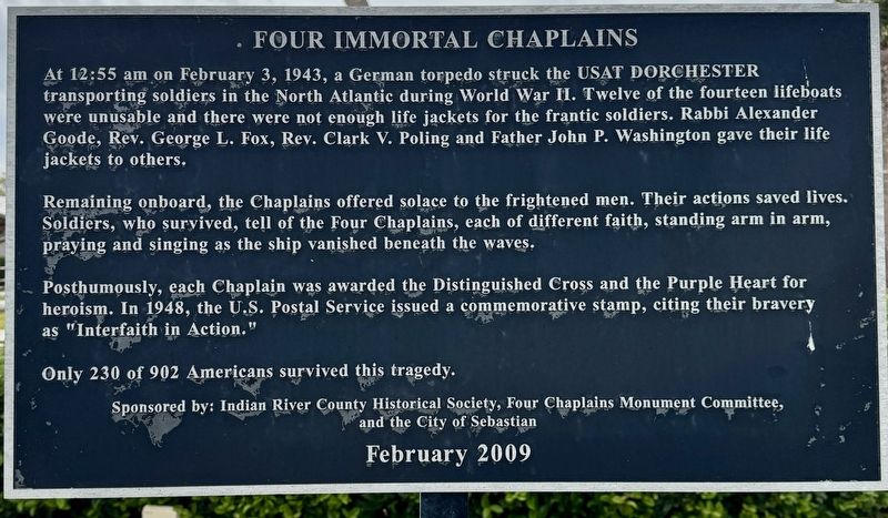Four Immortal Chaplains Marker. Click for full size. Four Immortal Chaplains Marker image. Click for full size.
