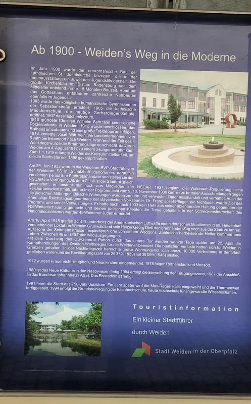 Ab 1900 - Weiden's Weg in die Moderne / From 1900 - Weiden's Path to Modernity Marker image. Click for full size.