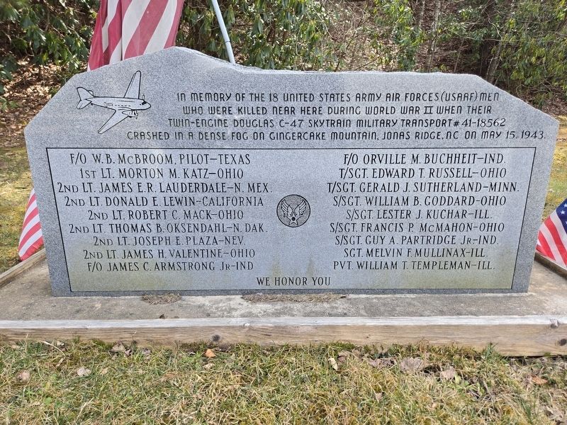 U.S. Army Air Force Crash Marker image. Click for full size.