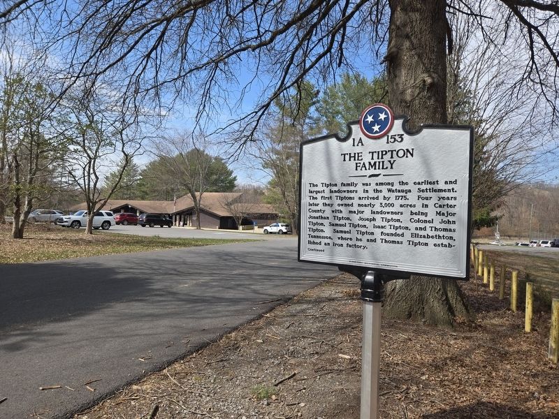 The Tipton Family Marker. Sycamore Shoals Visitors Center is in the background. Click for full size. The Tipton Family Marker. Sycamore Shoals Visitors Center is in the background image. Click for full size.