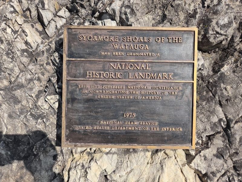 Sycamore Shoals of the Watauga Landmark plaque near the visitor center entrance image. Click for full size.