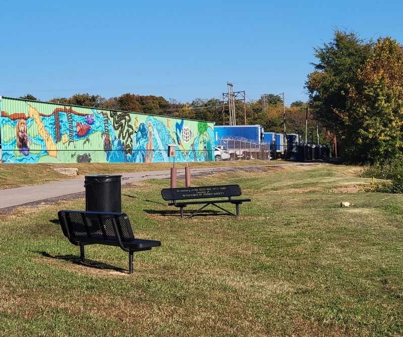 Dr. Cees Rol Marker and adjacent mural image. Click for full size.