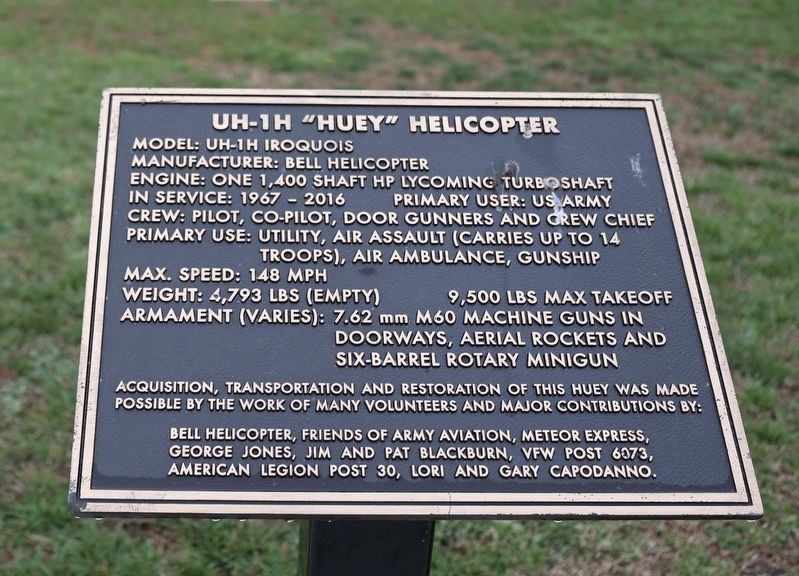 UH-1H "Huey" Helicopter Marker. Click for full size. UH-1H "Huey" Helicopter Marker image. Click for full size.