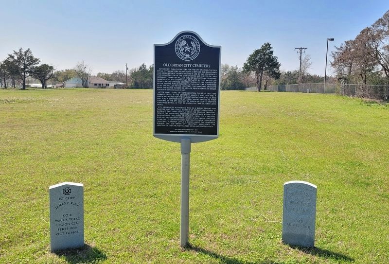 Old Bryan City Cemetery and Marker image. Click for full size.