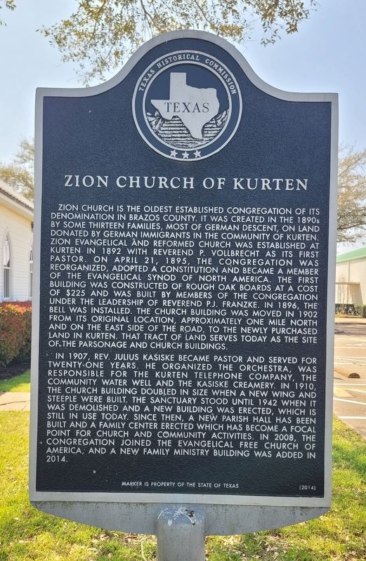 Zion Church of Kurten Marker image. Click for full size.