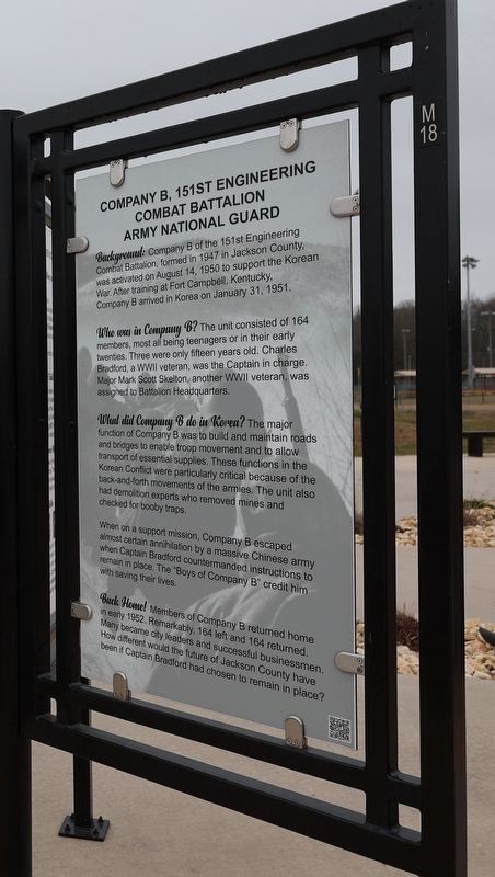 Company B, 151st Engineering Combat Battalion Army National Guard Marker. Click for full size. Company B, 151st Engineering Combat Battalion Army National Guard Marker image. Click for full size.