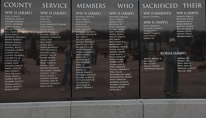 Jackson County Veterans Memorial - Middle Panel. Click for full size. Jackson County Veterans Memorial - Middle Panel image. Click for full size.