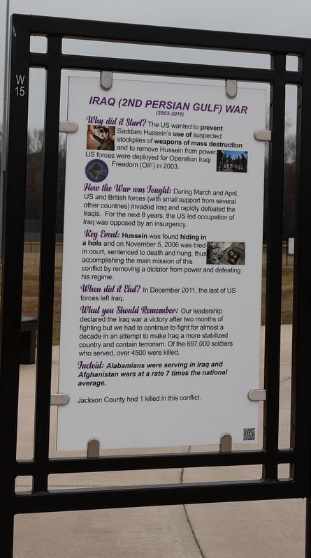 Iraq (2nd Persian Gulf) War Marker. Click for full size. Iraq (2nd Persian Gulf) War Marker image. Click for full size.