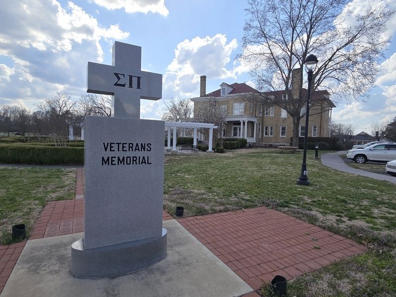Sigma Pi Veterans Memorial. The Mitchell House in the background image. Click for full size.