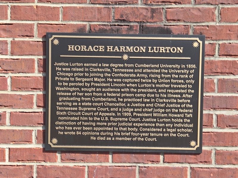 Horace Harmon Lurton Marker image. Click for full size.