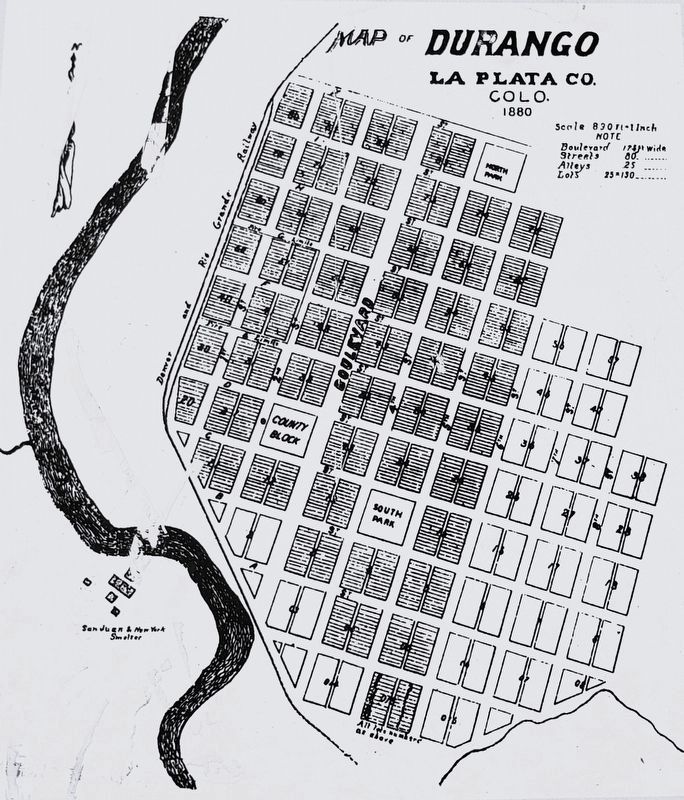 Marker detail: Durango plot map, 1880 image. Click for full size.