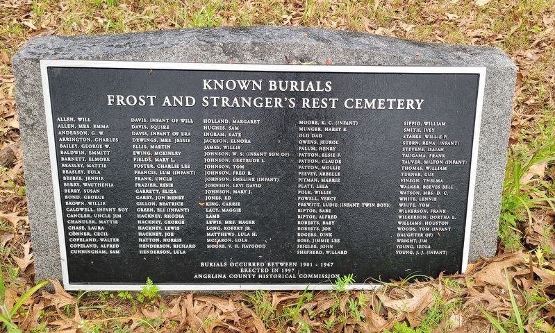 Stranger's Rest Cemetery Marker. Click for full size. Stranger's Rest Cemetery Marker image. Click for full size.
