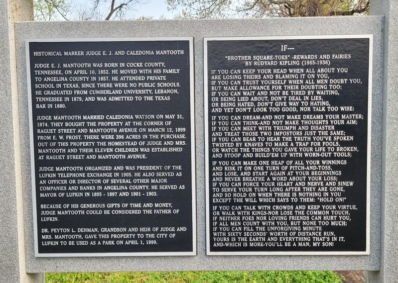 Historical Marker Judge E.J. and Caledonia Mantooth Marker image. Click for full size.