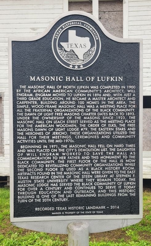 Masonic Hall of Lufkin Marker. Click for full size. Masonic Hall of Lufkin Marker image. Click for full size.