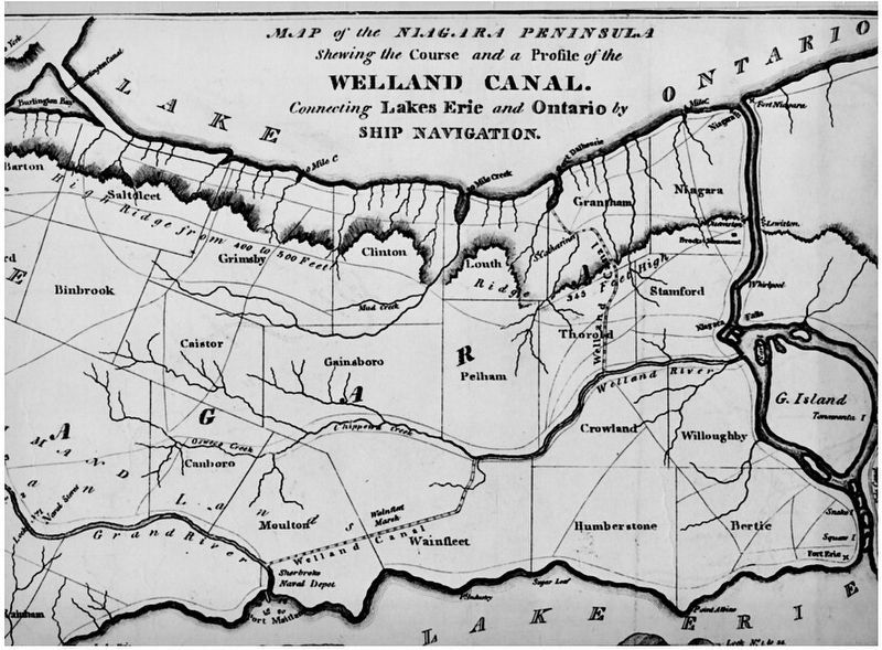 Map of the first Welland Canal, before it’s extension to Port Colborne in 1828. Click for full size. Map of the first Welland Canal, before it’s extension to Port Colborne in 1828 image. Click for full size.
