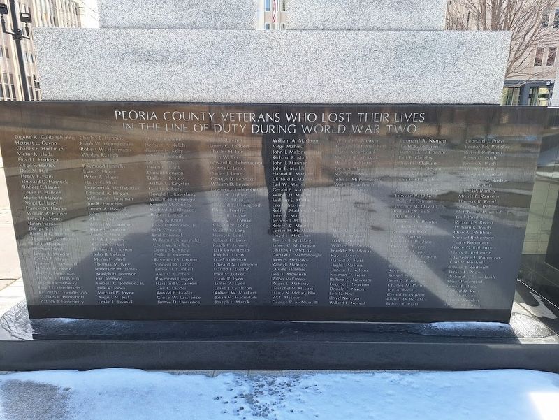 Peoria County World Wars I and II Memorial. Click for full size. Peoria County World Wars I and II Memorial image. Click for full size.
