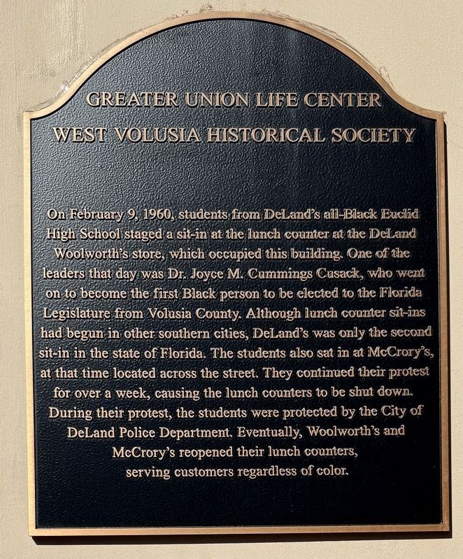 1960 DeLand Woolworth’s Store Sit-In Marker. Click for full size. 1960 DeLand Woolworth’s Store Sit-In Marker image. Click for full size.