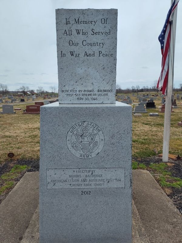Cherry Fork Cemetery Veterans Memorial Marker image. Click for full size.