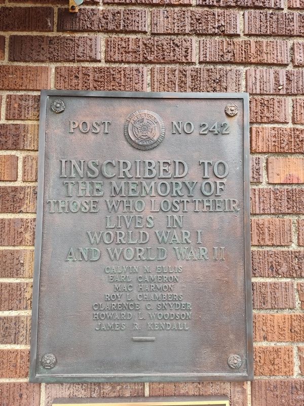 American Legion Post No 242 WWI & WWII Veterans Memorial Marker image. Click for full size.