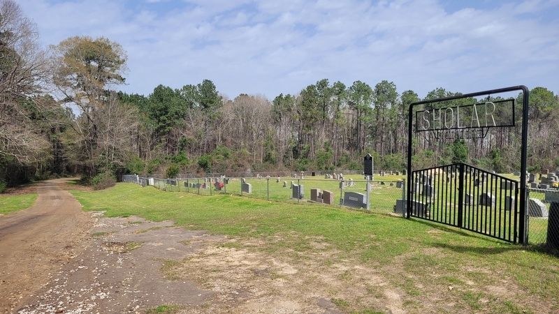 The view of the Sholar Cemetery and Marker from the road image. Click for full size.