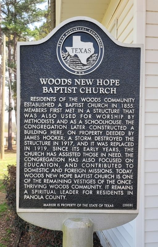 Woods New Hope Baptist Church Marker image. Click for full size.