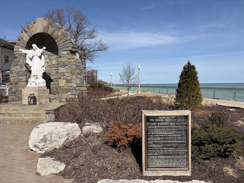 Sacred Heart Shrine and plaque image. Click for full size.
