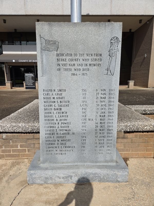 Burke County Vietnam Memorial Marker. Click for full size. Burke County Vietnam Memorial Marker image. Click for full size.
