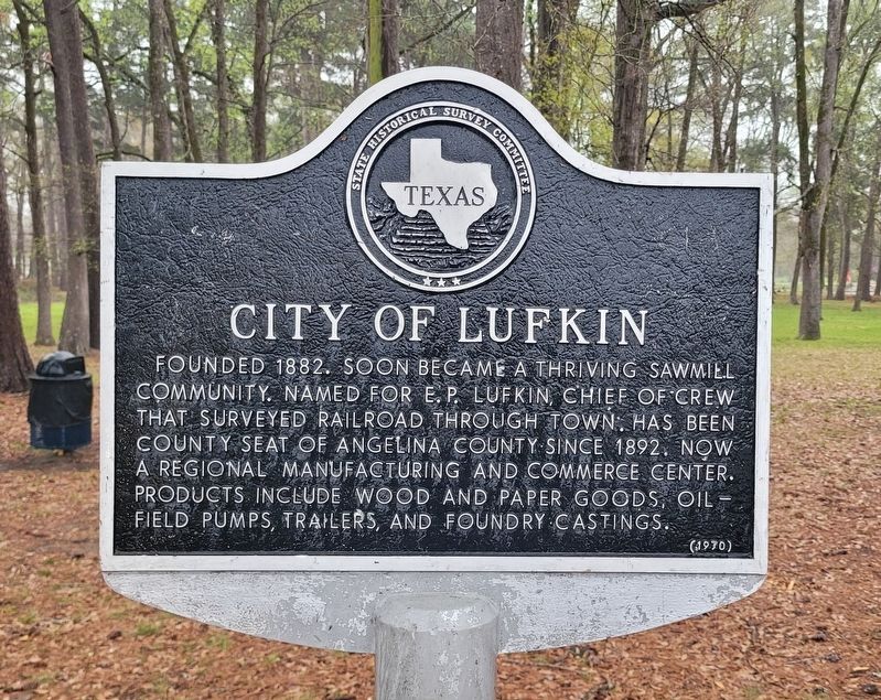 City of Lufkin Marker. Click for full size. City of Lufkin Marker image. Click for full size.