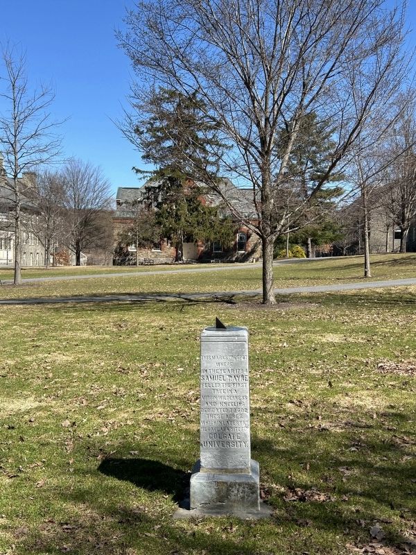 Marker in the courtyard in front of Colgate Memorial Chapel.. Click for full size. Marker in the courtyard in front of Colgate Memorial Chapel. image. Click for full size.