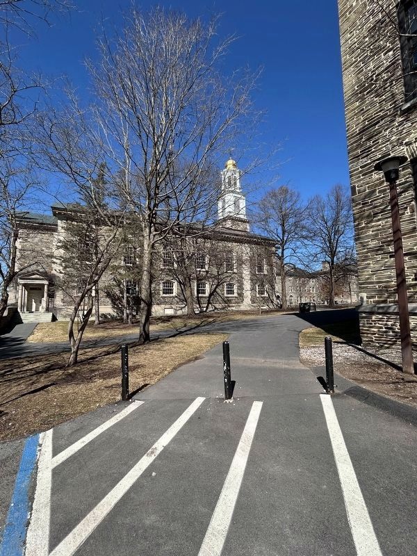Path leading from the parking lot to the marker. Longyear Museum of Anthropology on the right. image. Click for full size.