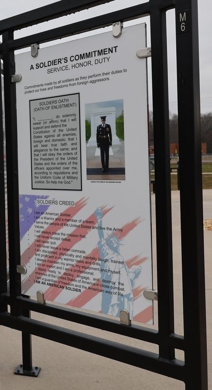 A Soldier's Commitment Service, Honor, Duty Marker. Click for full size. A Soldier's Commitment Service, Honor, Duty Marker image. Click for full size.