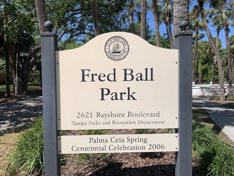 Fred Ball Park sign as seen from Bayshore Boulevard. image. Click for full size.