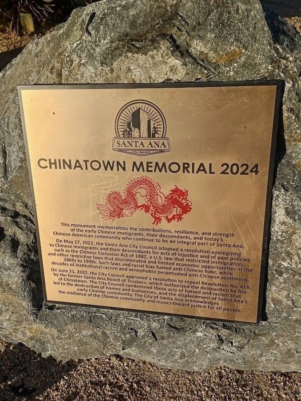Chinatown Memorial 2024 Marker. Click for full size. Chinatown Memorial 2024 Marker image. Click for full size.