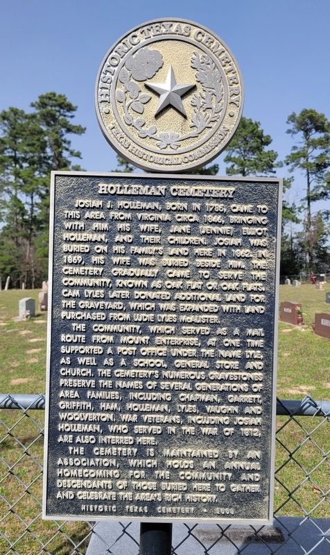 Holleman Cemetery Marker. Click for full size. Holleman Cemetery Marker image. Click for full size.