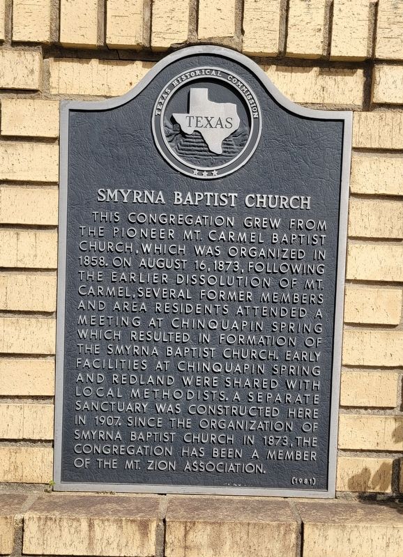 Smyrna Baptist Church Marker. Click for full size. Smyrna Baptist Church Marker image. Click for full size.