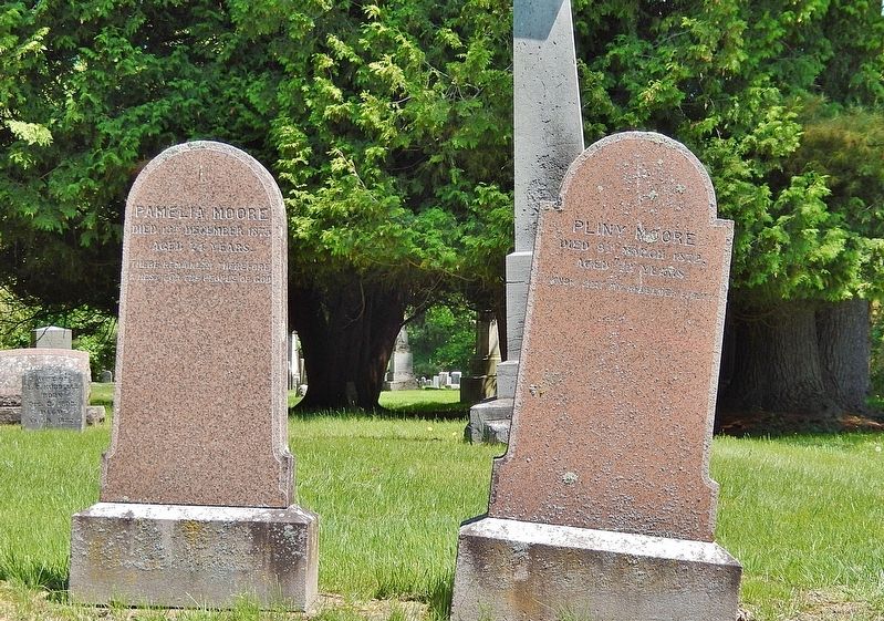 Pliny Moore and Pamela Moore Gravestones. Click for full size. Pliny Moore and Pamela Moore Gravestones image. Click for full size.