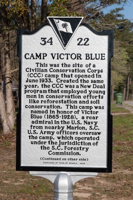 Camp Victor Blue Marker, Side One. Click for full size. Camp Victor Blue Marker, Side One image. Click for full size.