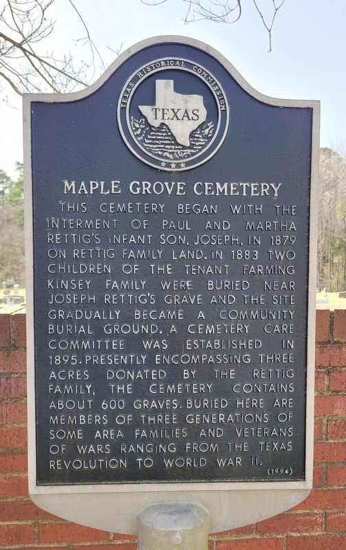 Maple Grove Cemetery Marker. Click for full size. Maple Grove Cemetery Marker image. Click for full size.