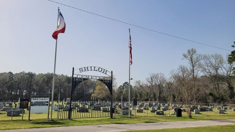 The view of the Shiloh Cemetery and Marker from the road. Click for full size. The view of the Shiloh Cemetery and Marker from the road image. Click for full size.