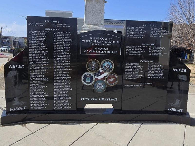 Burke County Veterans K.I.A. Memorial Marker. Click for full size. Burke County Veterans K.I.A. Memorial Marker image. Click for full size.