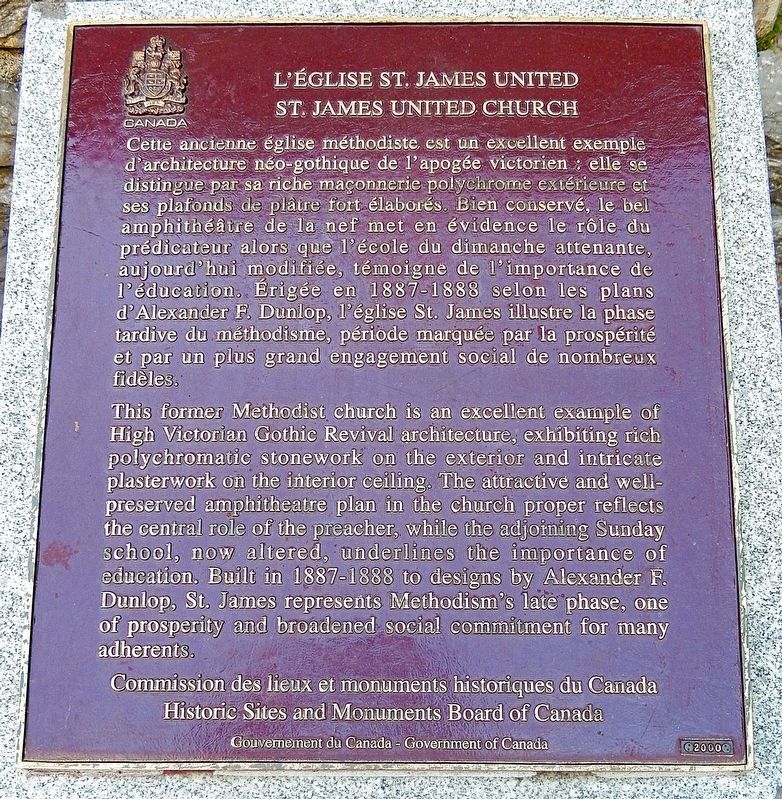 L'église St. James United / St. James United Church Marker. Click for full size. L'église St. James United / St. James United Church Marker image. Click for full size.