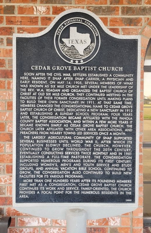 Cedar Grove Baptist Church Marker image. Click for full size.