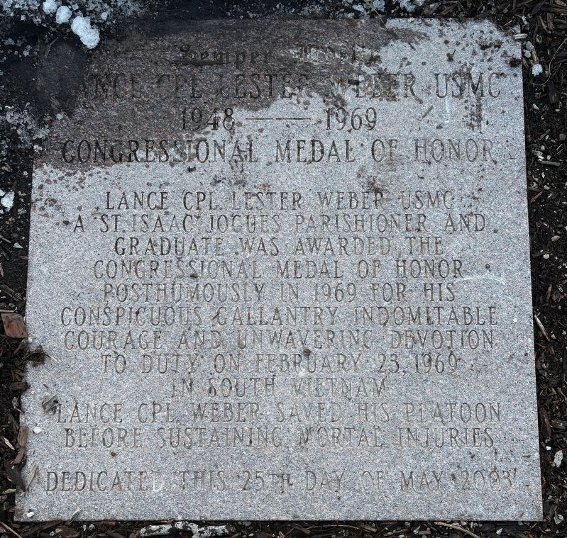 Lance Cpl. Lester Weber USMC Marker image. Click for full size.