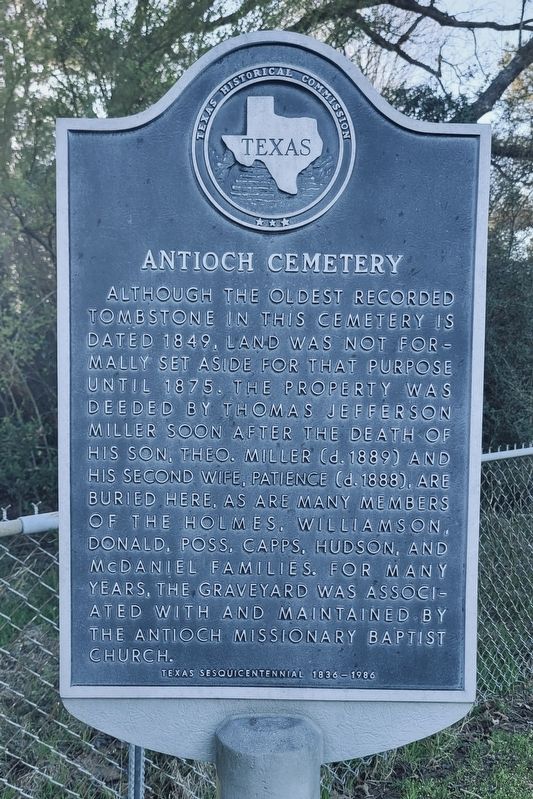 Antioch Cemetery Marker. Click for full size. Antioch Cemetery Marker image. Click for full size.