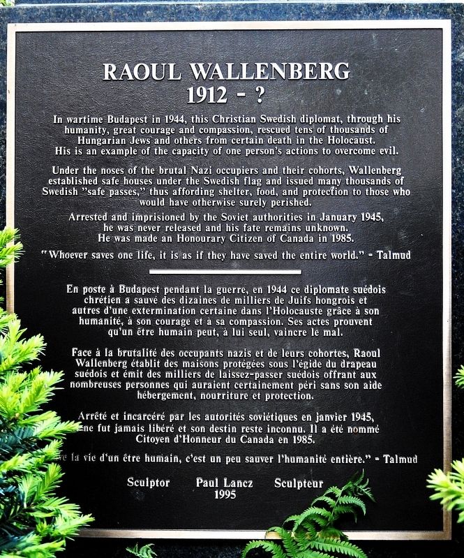 Raoul Wallenberg Marker image. Click for full size.
