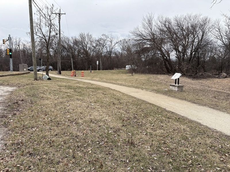 Des Plaines River Trail Marker and the intersection of Ballard and Rand Roads. Click for full size. Des Plaines River Trail Marker and the intersection of Ballard and Rand Roads image. Click for full size.