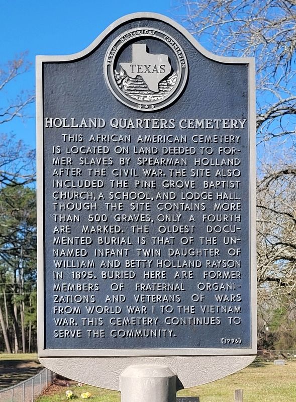 Holland Quarters Cemetery Marker image. Click for full size.